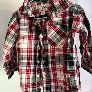 Place Red and Black Button Down Shirt Classic Plaid